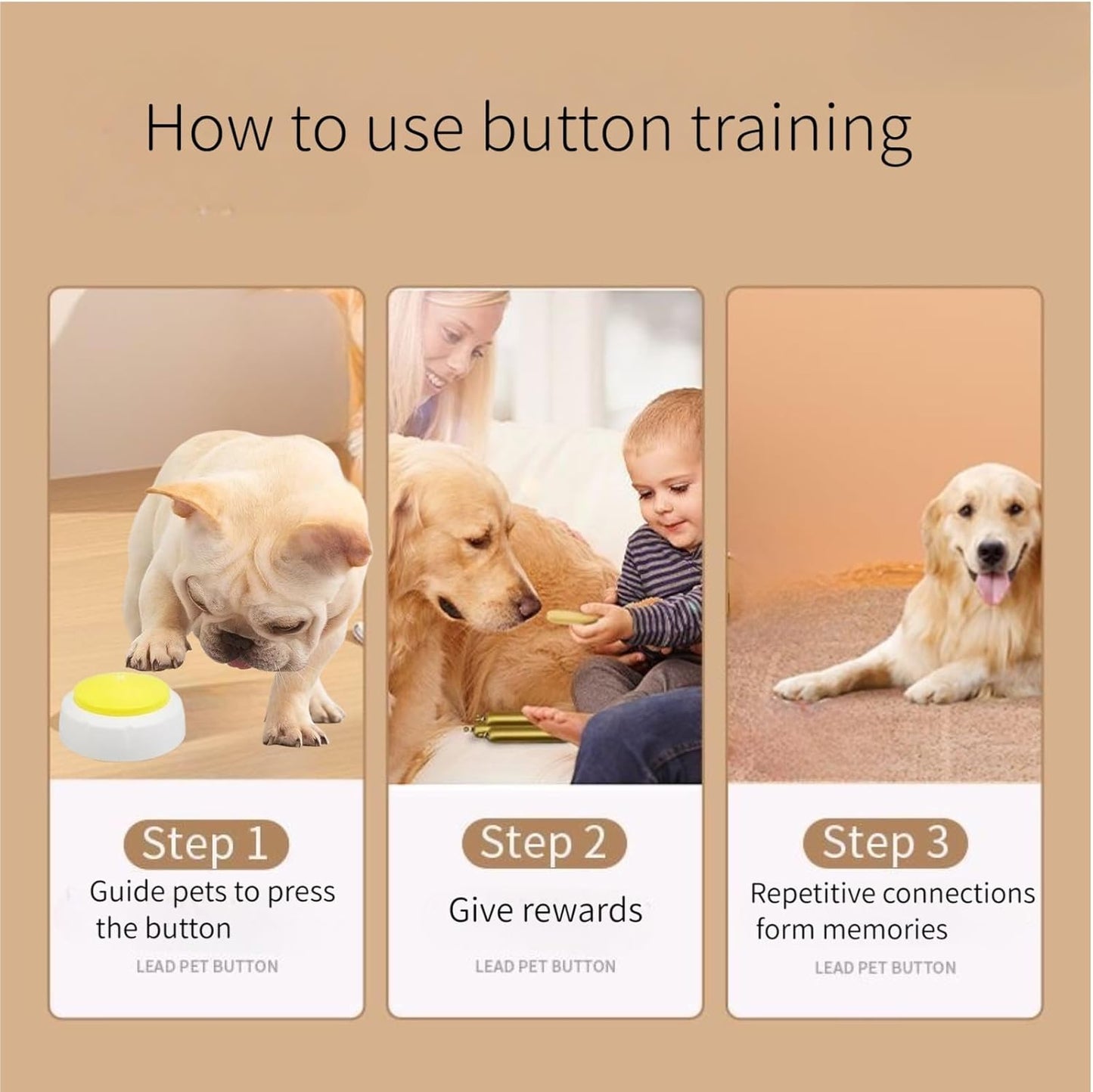 Dog Buttons for Communication, HD Sound Quality Loud Dog Buttons Talk, Dog Buttons Talk for Training, Recordable Dog Talking Button Set with Double-Sided Adhesive Tape and 5 Scene Stickers