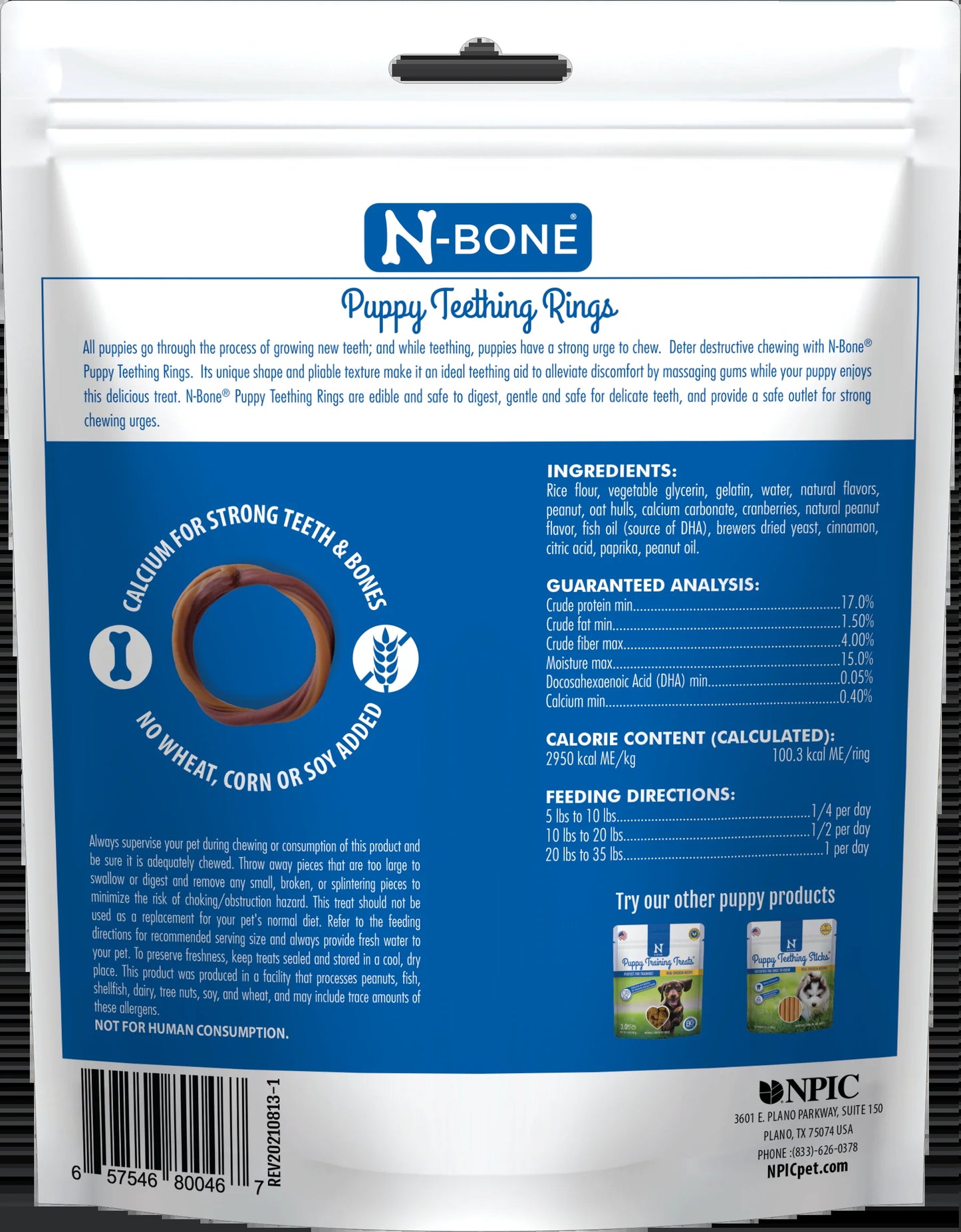 ® Puppy Teething Rings Peanut Butter Flavor, 10 Treats, 12 Oz, Dried Chew Treats for Dogs