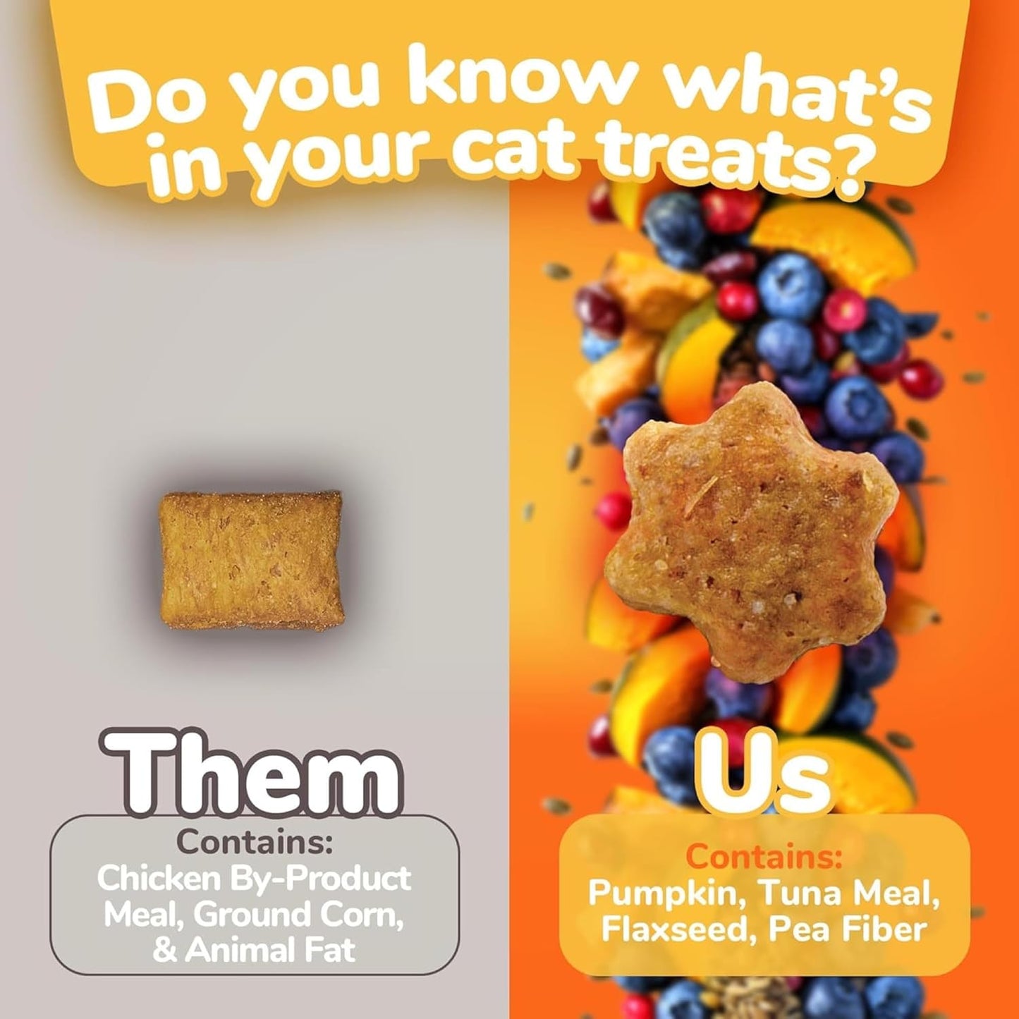 Cat Treats, Healthy Treats for Cats, Low Calorie and Packed with Protein, Crunchy Biscuits, Free of Wheat, Corn and Soy, Made with Real Tuna and Pumpkin, 2.5Oz