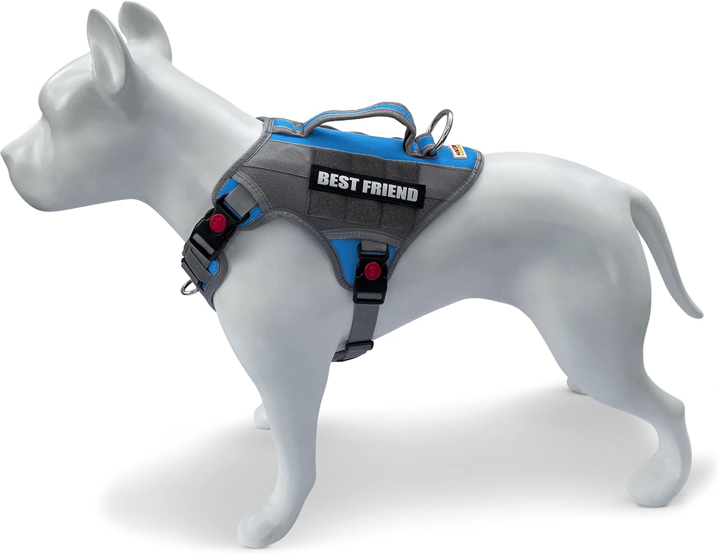 Tactical Working Dog Vest Harness - No-Pull Service Dog Jacket with Reflective Hook & Loop Patches - Padded Handle, Buckles with Quick Release Buttons, Adjustable Straps - Blue, Small