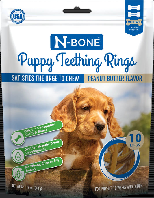 ® Puppy Teething Rings Peanut Butter Flavor, 10 Treats, 12 Oz, Dried Chew Treats for Dogs