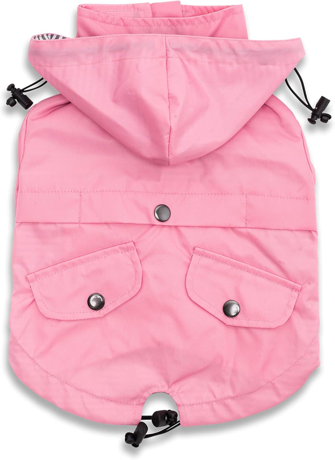 Zip up Dog Raincoats with Reflective Buttons, Pockets, Rain/Water Resistant, Adjustable Drawstring, & Removable Hood - XXS to XXL - Stylish Premium Dog Raincoats (Pink, Medium)