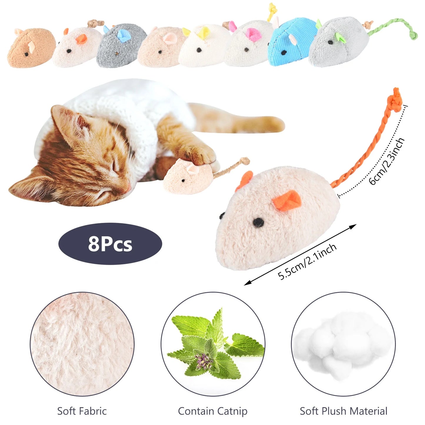 30 Pcs Silvervine Sticks for Cats, 8 Pcs Skitter Critters Cat Toy Catnip Mice, Natural Catnip Sticks Chew Sticks, Teeth Molar Chew Toys for Cat Kitten Kitty