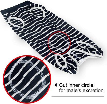Dog Recovery Suit Abdominal Wound Puppy Surgical Clothes Post-Operative Vest Pet after Surgery Wear Substitute E-Collar & Cone(Xl, Blue Stripe)