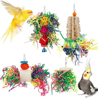 Colorful Bird Foraging and Chewing Toys - Perfect for Parakeets, Conures, Cockatiels, Budgies, Lovebirds, and Parrotlets (Rope Perch Not Included)