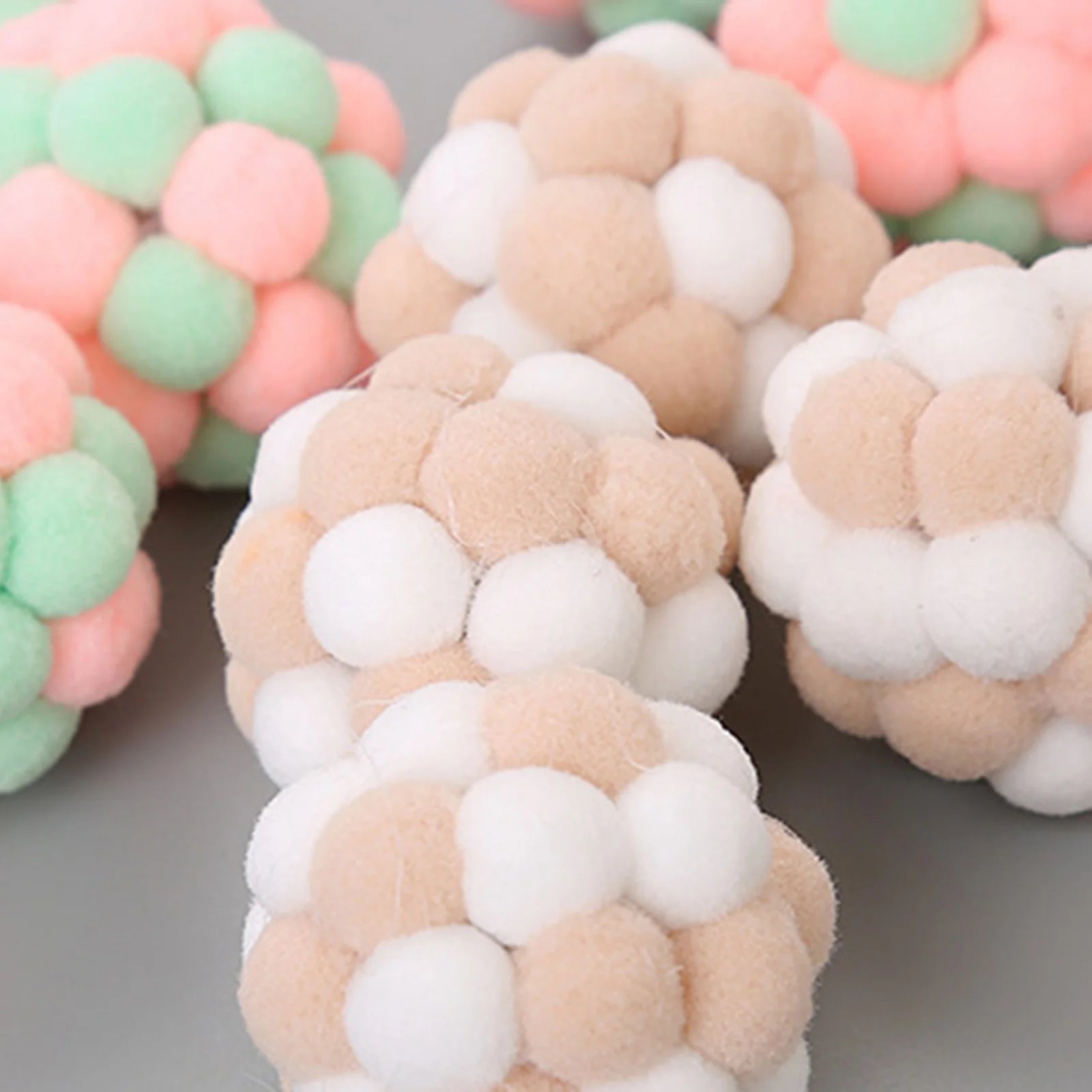 Cat Toy Balls (6 PCS) - Colorful Cat Ball Toy Built-In Bell Interactive Cat Ball Toy Soft Pompom Balls with Exquisite Gift Box for Indoor Cats Kitten