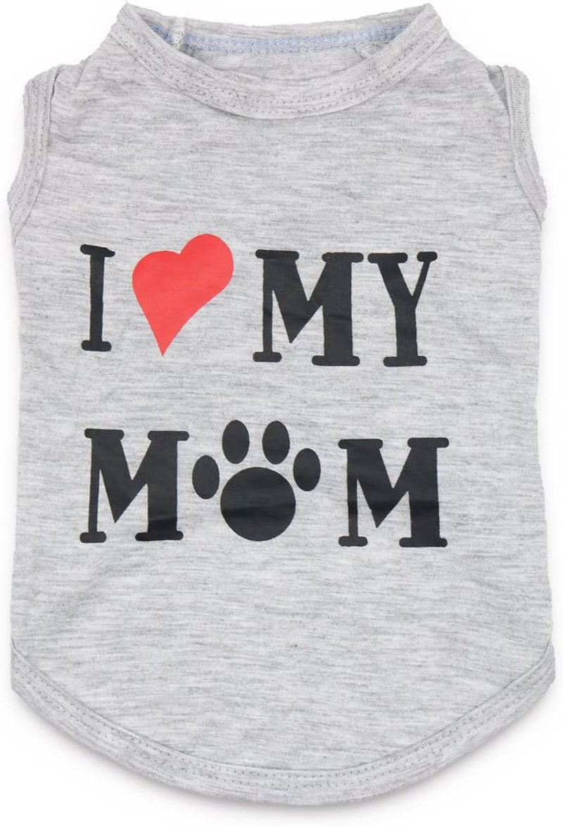 Adorable "I Love My Mom" Dog T-Shirt for Small Dogs - Perfect Puppy Apparel for Boys and Girls