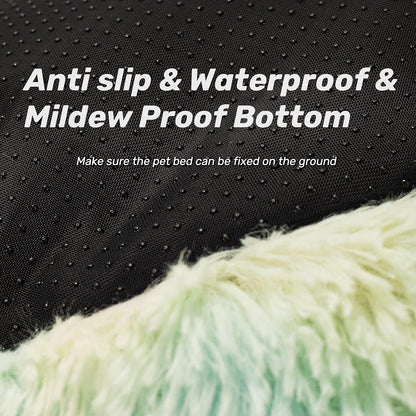 Cozy Anti-Anxiety Round Plush Faux Fur Pet Bed - Washable & Joint Relief for Dogs & Cats (27", White)