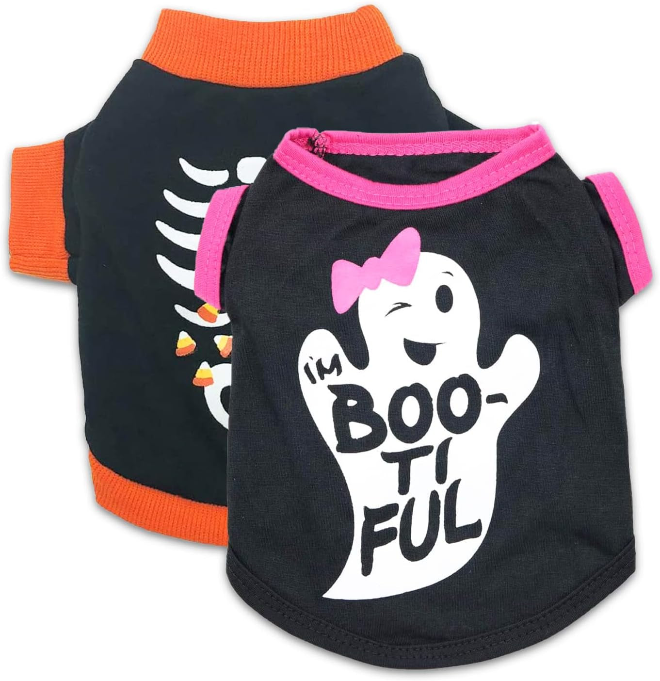 Halloween Shirt for Small Dogs - Cute Ghost Skeleton Pattern Dog Shirts for Girls