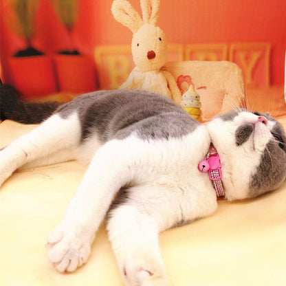 Basic Adjustable Cat Collar Bling Diamond Breakaway with Bell for Kitten Girl Boy (Pink)