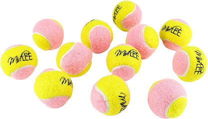 Mini X-Small Dog Tennis Balls - 1.5" Fetch Balls for Puppies - Pack of 12 in Fun Yellow & Pink Colors