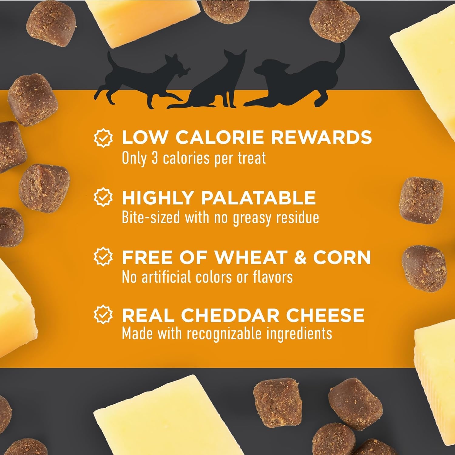 Tricky Trainers Soft & Chewy Dog Training Treats 5 Oz. Bag, Cheddar Flavor, Low Calorie Behavior Aid with 130 Treats