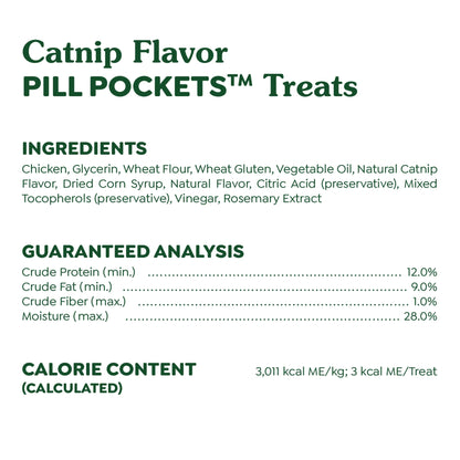 Feline  Pill Pockets for Cats Natural Soft Cat Treats, Catnip Flavor, 1.6 Oz Pack (45 Treats)
