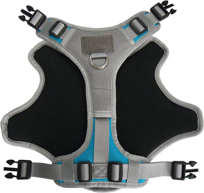 Tactical Working Dog Vest Harness - No-Pull Service Dog Jacket with Reflective Hook & Loop Patches - Padded Handle, Buckles with Quick Release Buttons, Adjustable Straps - Blue, Small