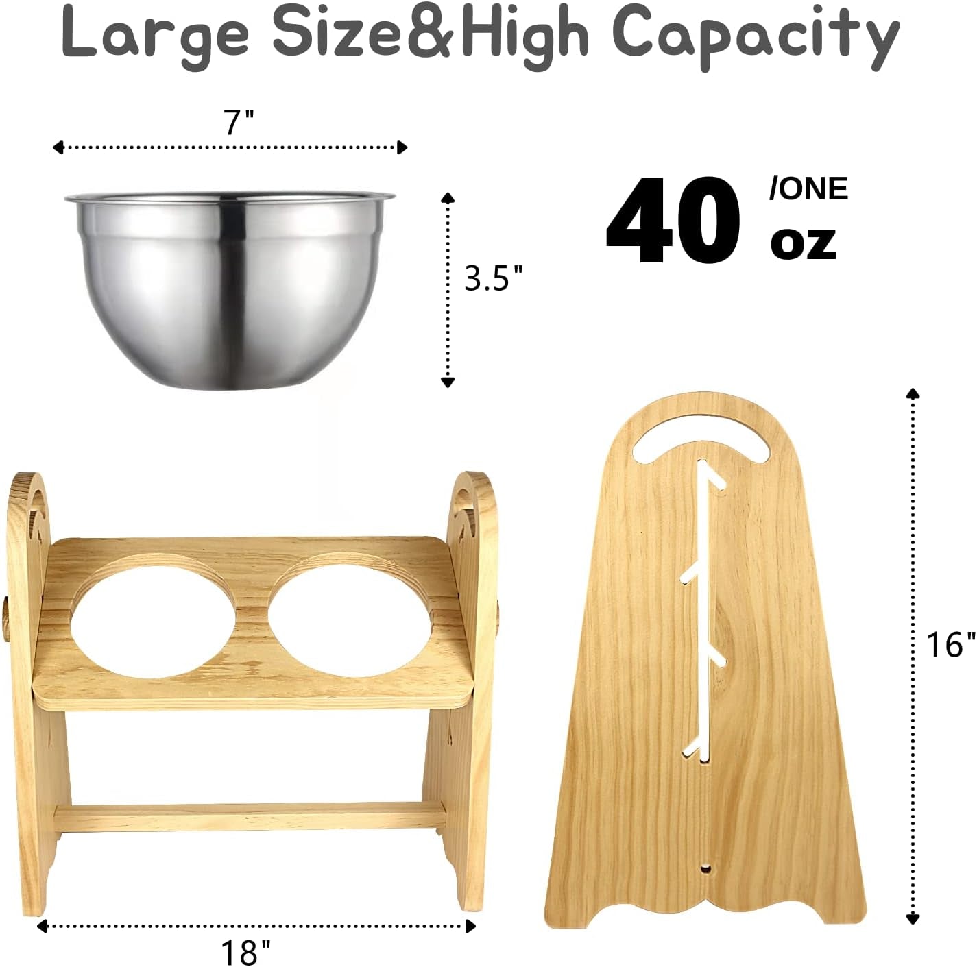 Adjustable Elevated Dog Bowls for Large, Medium and Small Dogs - Raised Dog Bowl Stand for Food and Water, 4 Heights, Freely Adjust Angle