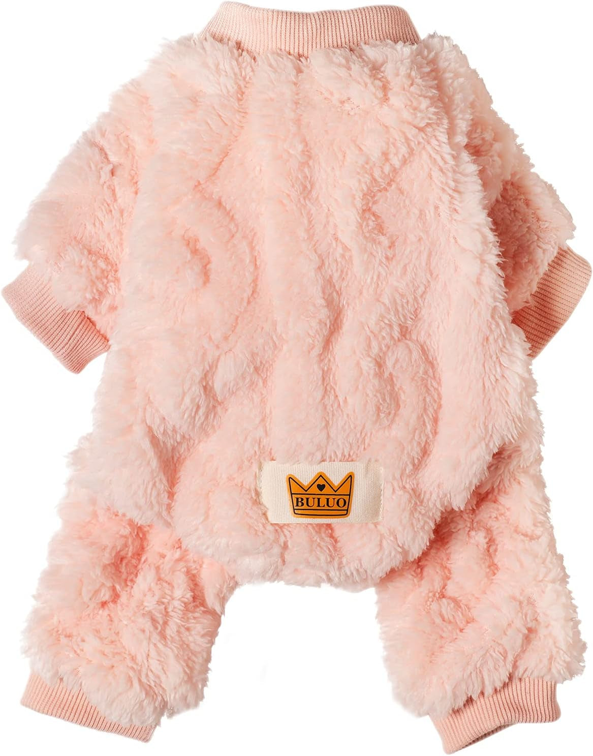 Plush Dog Pajamas for Cold Weather 4 Legged Clothes for Dog Cat Stretchy Puppy Kitten Onesie with Buttons Warm Soft Pet Jumpsuit Winter Coat Pink X-Large