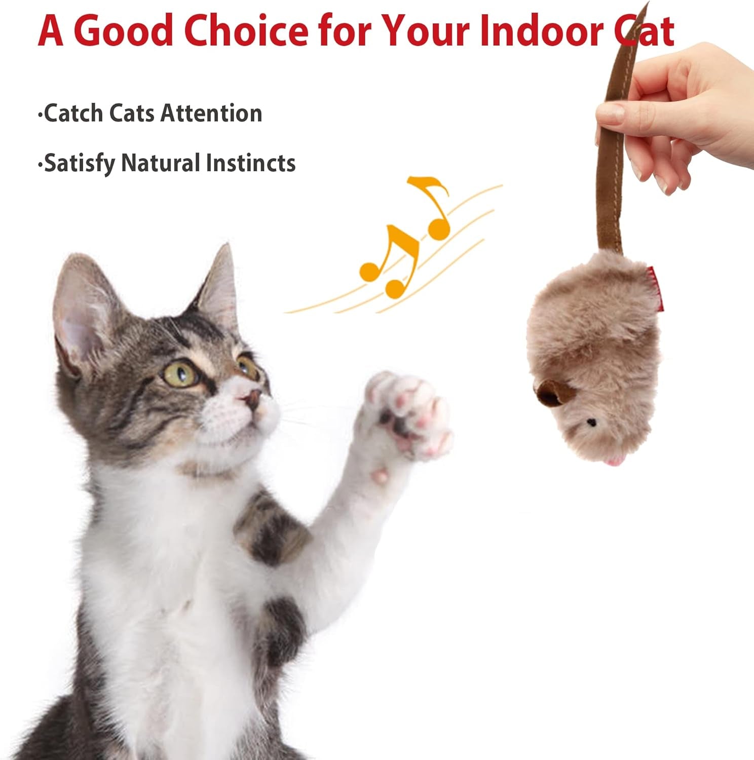 Chirping Bird Cat Toy Set, Interactive Chasing Toy for Indoor Cat, Motion Activated Kitten Play Toys, Squeaky Cats Animal Feather Toy for All Breeds Cats Kicker