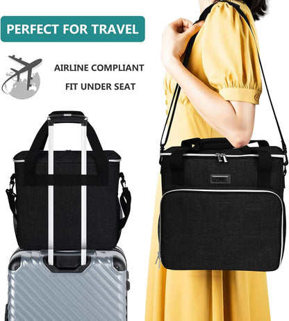 Dog Travel Bag, Pet Travel Bag (All Pet Travel Supplies), with 2 Pet Food Containers and 2 Collapsible Silicone Bowls; Essential Kits for Travel Black